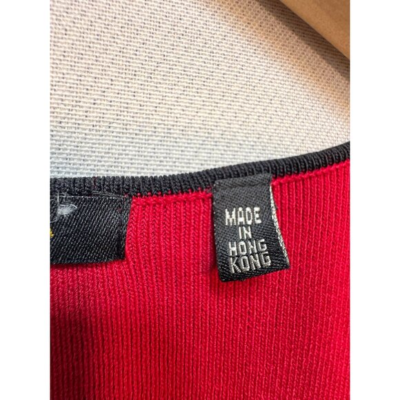 BCBGMAXAZRIA Knit Tank Top Womens M Red Sleeveless Scoop Neck Side Slit Casual - Picture 3 of 8